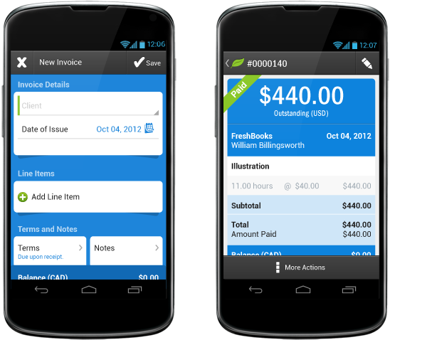 Create and send invoices from your Android device with FreshBooks for Android