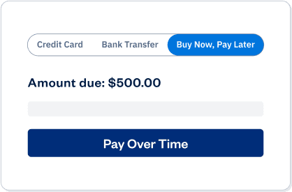 Select Buy Now, Pay Later as a payment option on the checkout page.