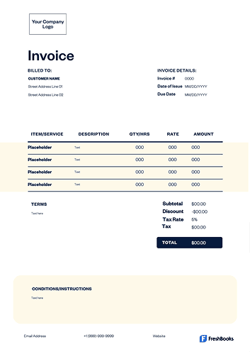 Freelance designer invoice template