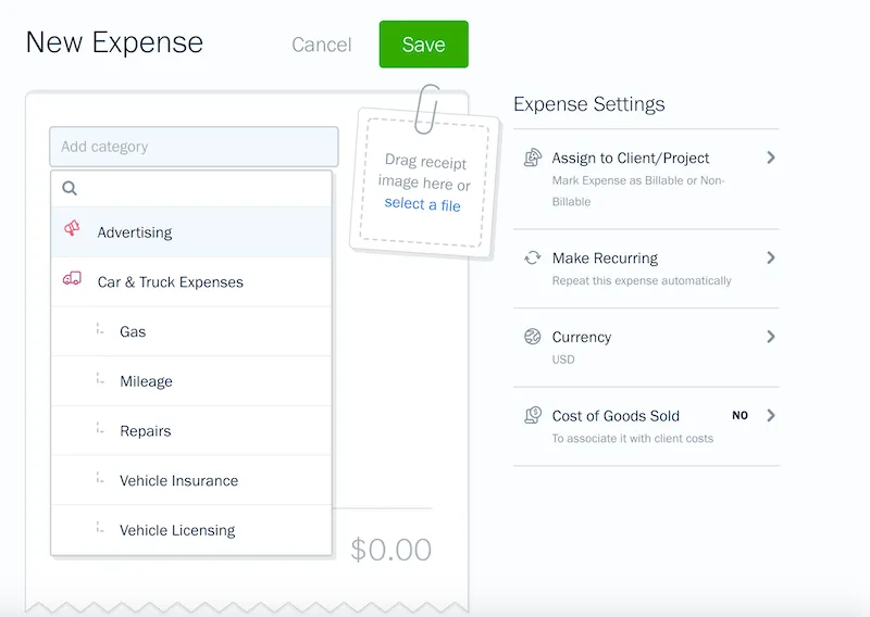 expense categories