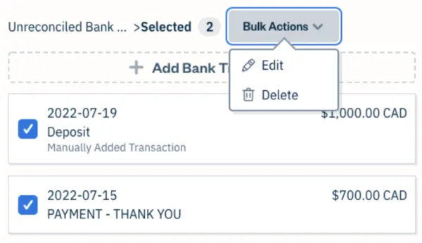 Edit Bank Reconciliation