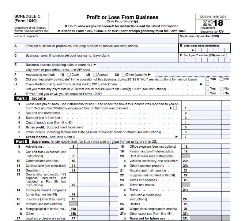 schedule c tax form line 7