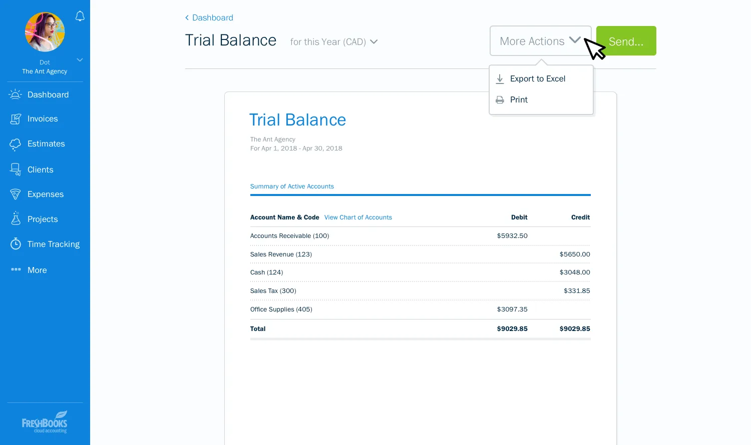 Trial Balance Chart