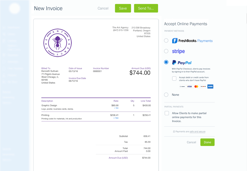  freshbooks paypal