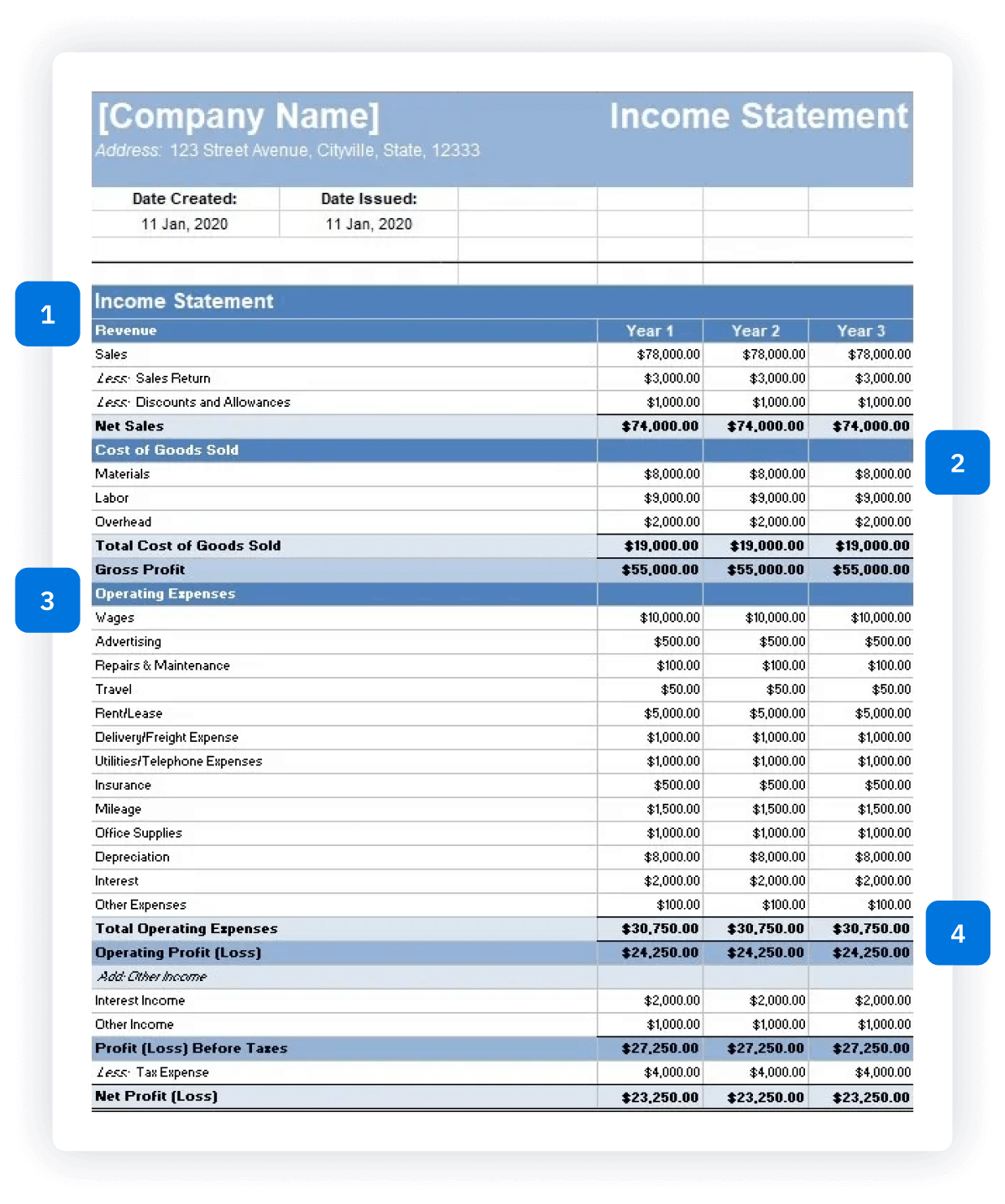 Basic Income Statement Template