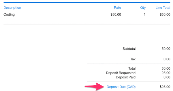 partial payment invoice example