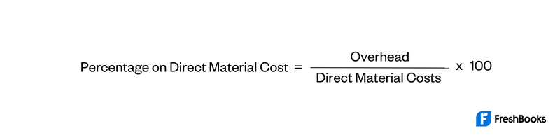Percentage on Direct Material Cost Formula