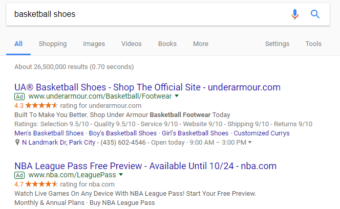google results for basketball shoes