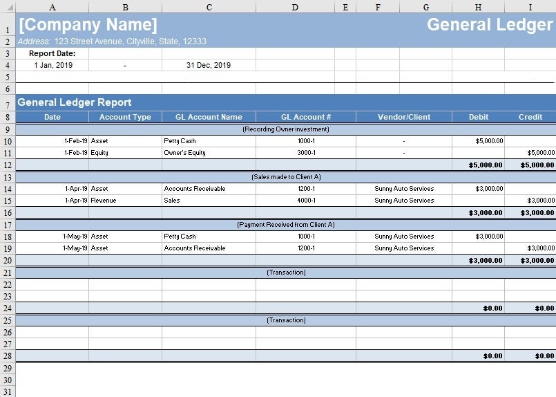 ledger excel template