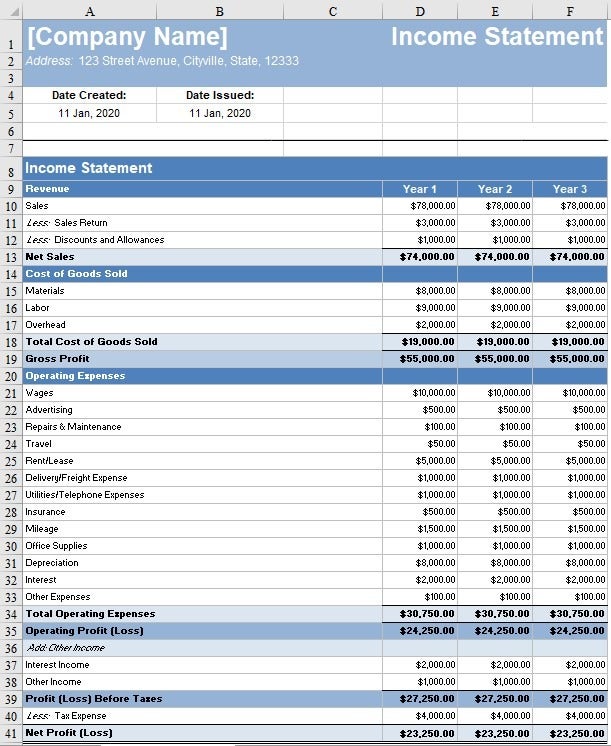 Free Printable Multi-Step Income Statement Templates [Format] & Excel