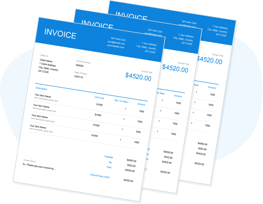 Multiple Blue Invoices Templates