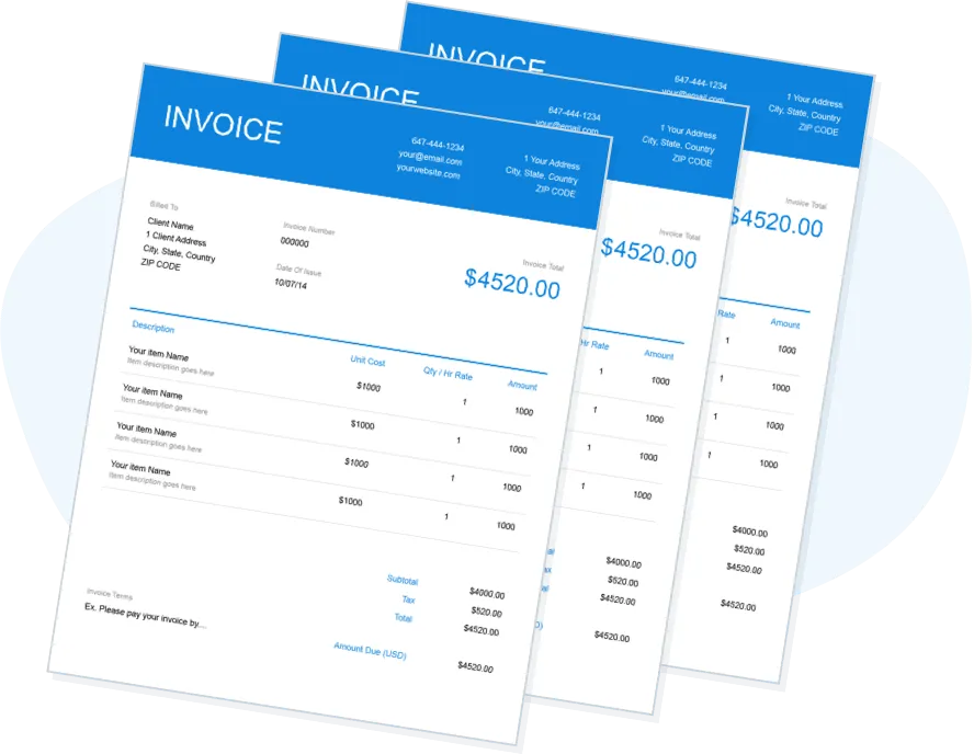 Multiple Blue Invoices Templates