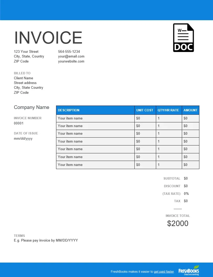 Microsoft Word Invoice Template