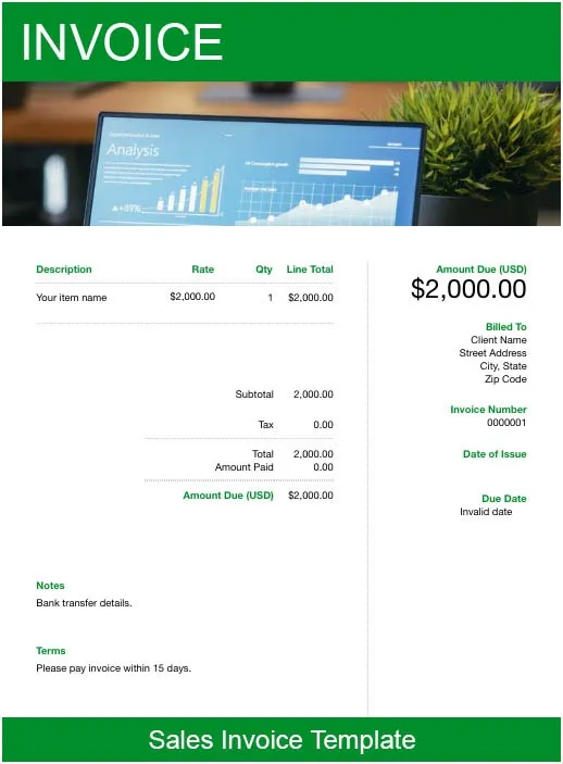 sales invoice template