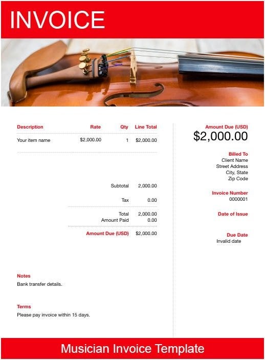 Musician Invoice Template