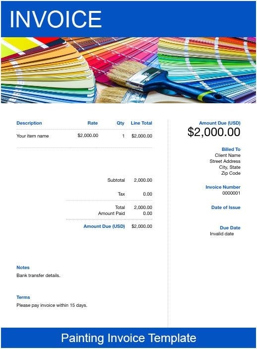 Painter Invoice Template Free