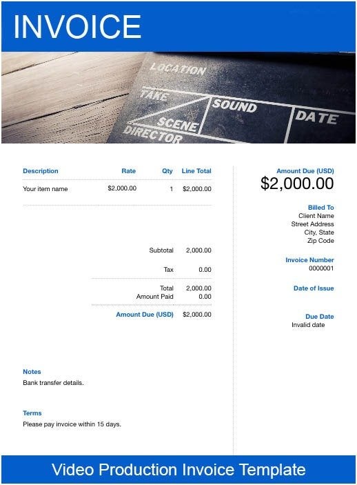Video Production Invoice Template | Free Downloadable Templates | FreshBooks