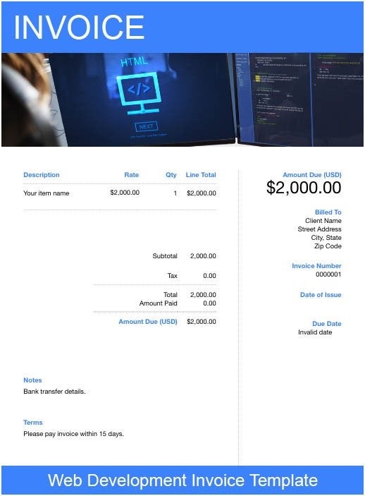 Web Development Invoice Template Get 100+ Free Templates FreshBooks