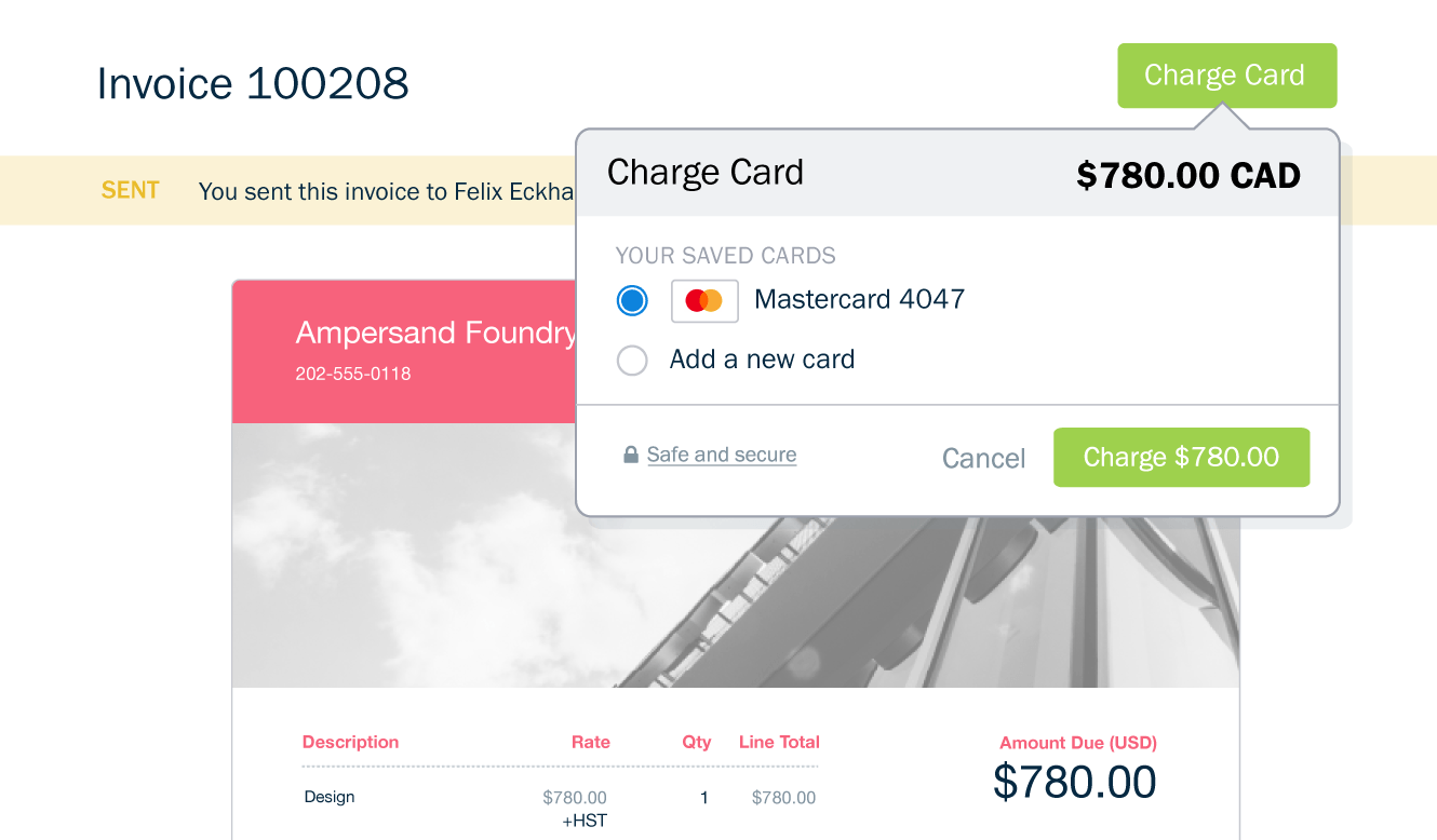 Charge Client Credit Cards modal