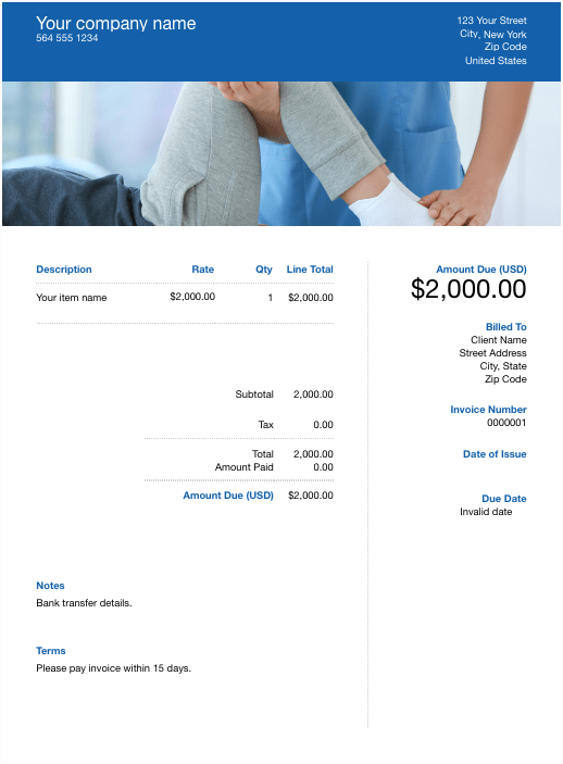 Invoice Physical Therapy