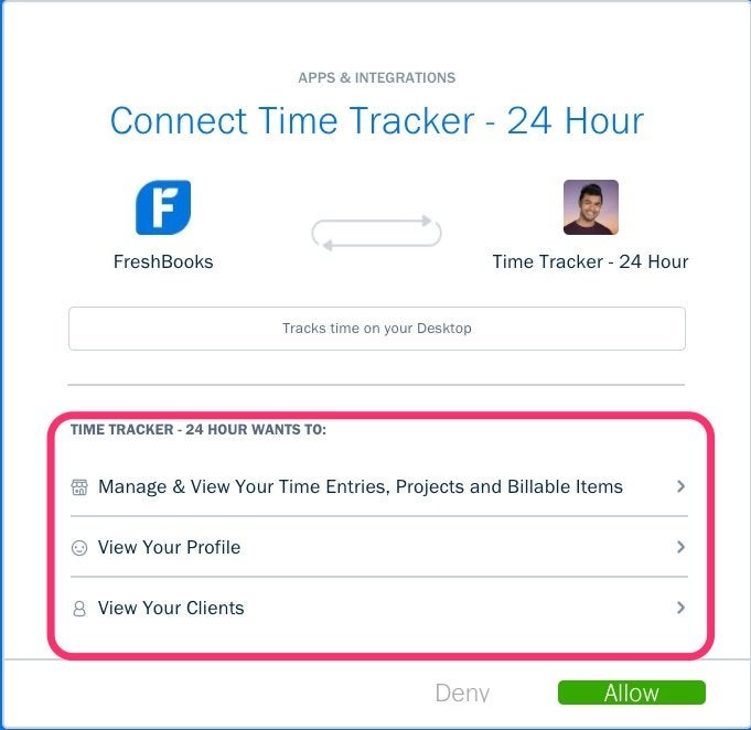 Time Tracker - 24 Hour OAuth Dialog