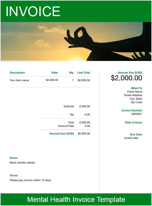 Mental Health Invoice Template Free Download FreshBooks