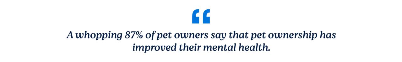 A whopping 87% of pet owners say that pet ownership has improved their mental health.