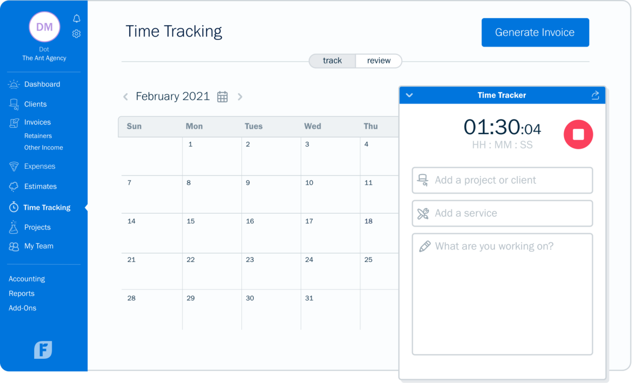 time tracking dashboard