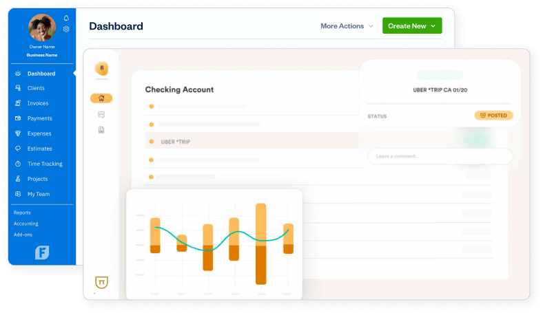 visual shot of the freshbooks dashboard product platform