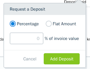 Accept Deposits modal