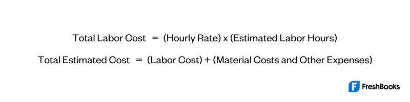 Total Labor Cost & Total Estimated Cost Formula 