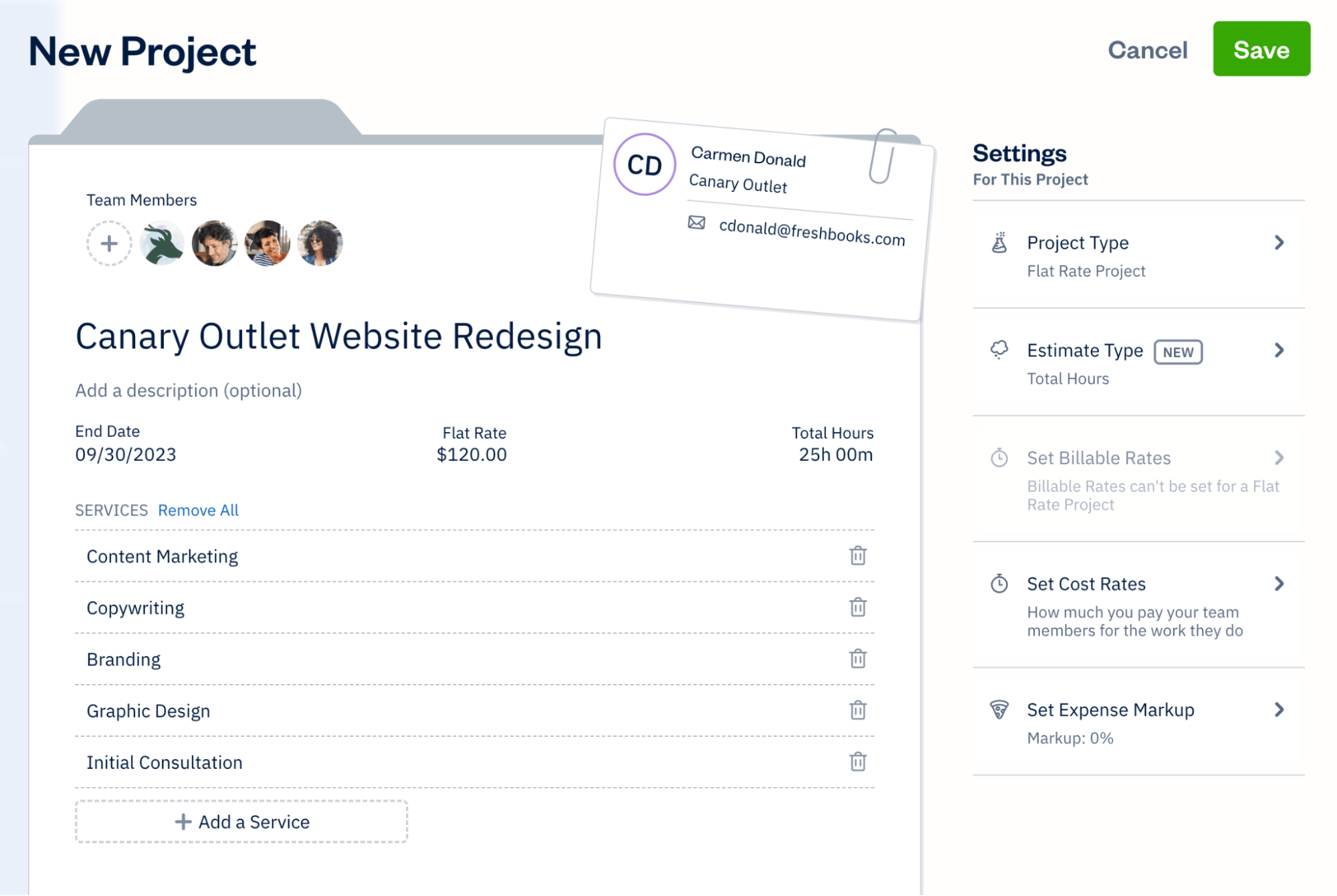 Manage Budget and Billing for Projects modal