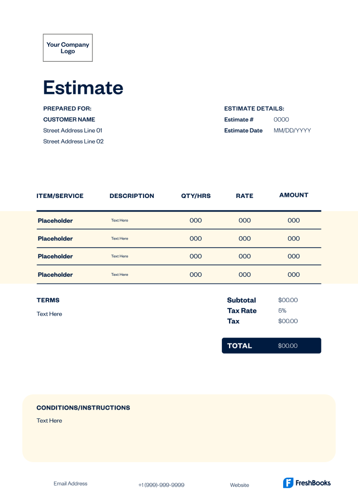 Excel Estimate Template Style 8
